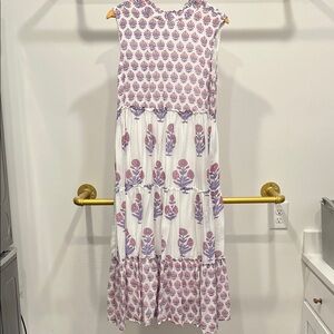 Elegant Floral Maxi Dress - Purple and White